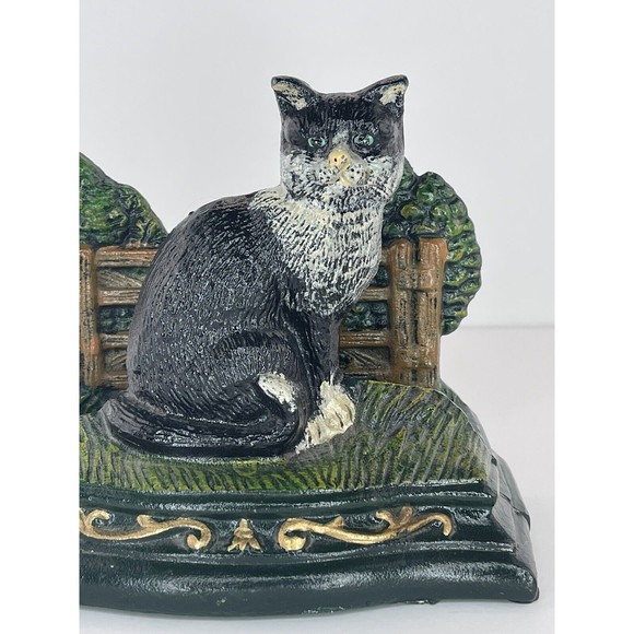 Vintage Hubley Cast Iron Kitty Cat in the yard Napkin/Letter Holder Door… - Picture 2 of 6
